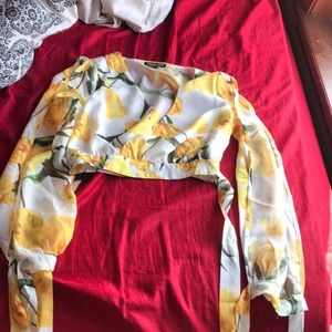 yellow and white crop top